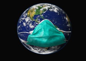 globe terrestre avec masque